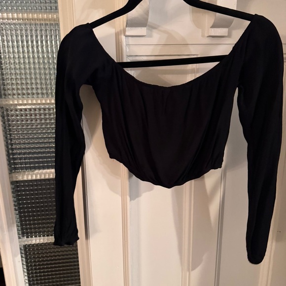 For Love And Lemons Women’s Black Crop Top Off The Shoulder L/S Size S - Picture 3 of 9